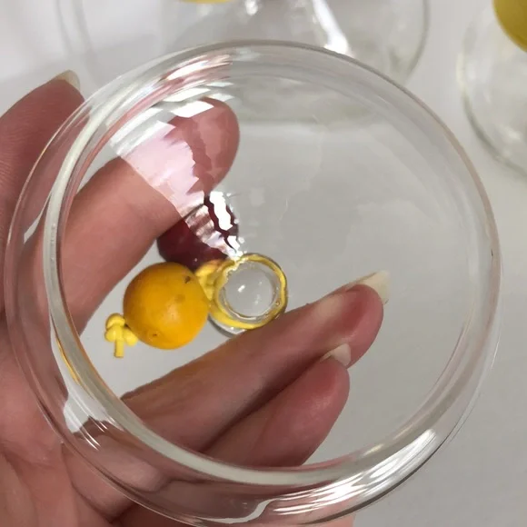 Vintage Rubel Crystal Retro Sugar Creamer  Yellow Banding Trim And Wood Beads - Picture 10 of 15